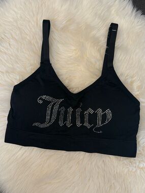 NWOT JUICY COUTURE INTIMATES SEAMLESS BRA BLACK CRYSTALS BLING Y2K 1X